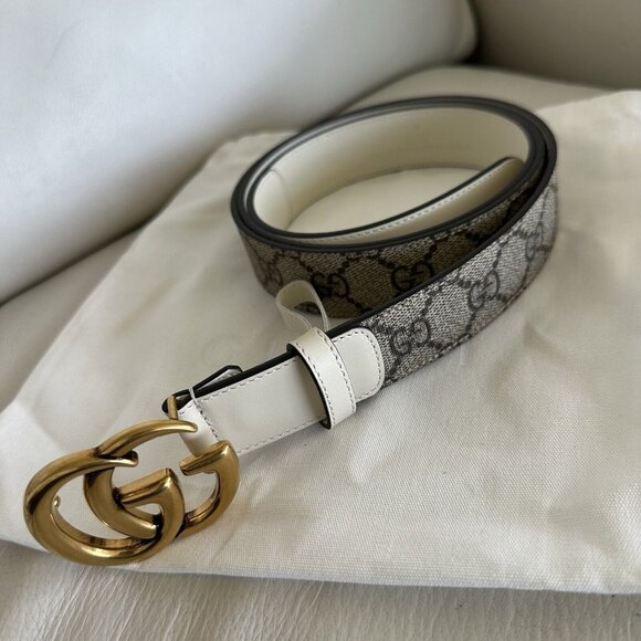 NEW GUCCI Belt White Supreme Brown 625839 Sz 115 Cm 46 In main image 7